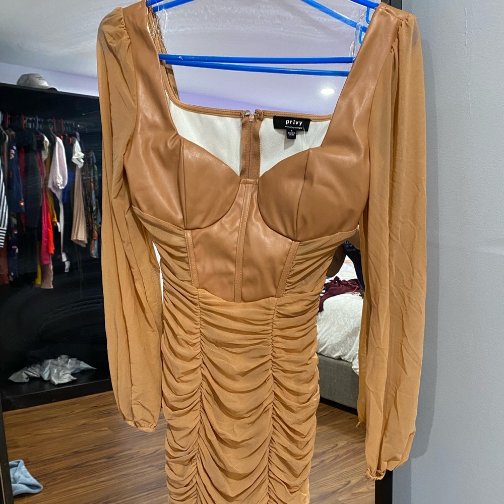 Leather mesh dress